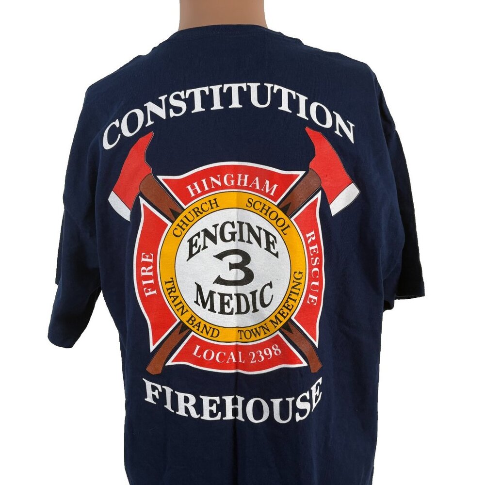 Hingham Fire Rescue T Shirt Mens Size L Blue Medic 3 Massachusetts Medic 3